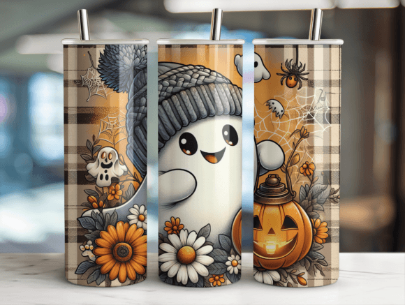 Adorable Boo Ghost Tumbler Wrap PNG