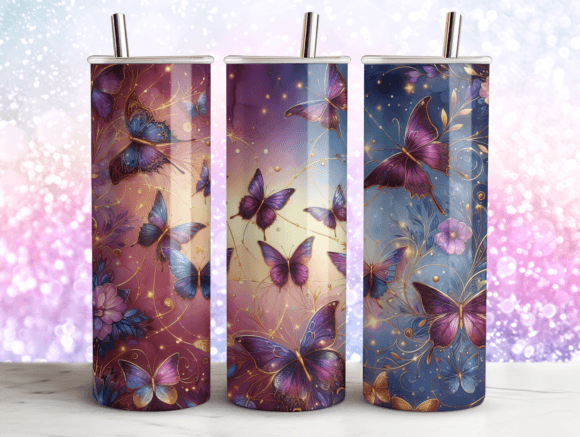 Butterflies Agate Glitter Tumbler 20oz