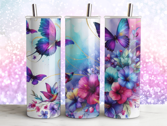 Butterflies Glitter Agate 20oz Tumbler