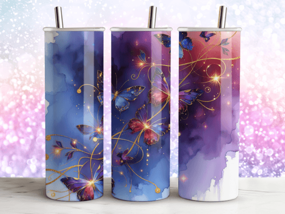 Butterflies Glitter Tumbler Wrap 20oz