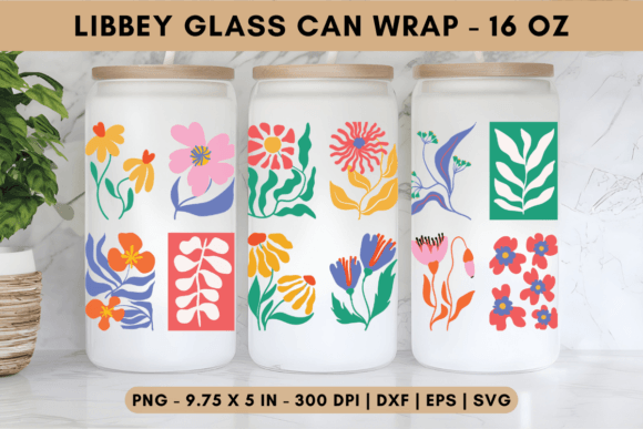 Colorful Floral Libbey Glass Wrap