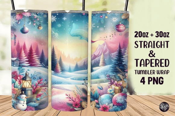 Colorful Winter Day Tumbler Wrap PNG