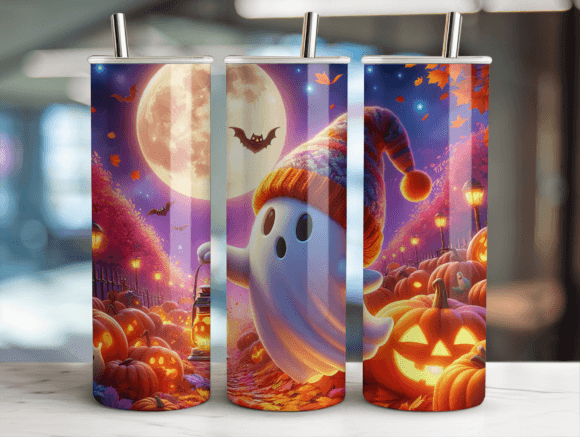 Ghost Cheer Halloween Tumbler Wrap