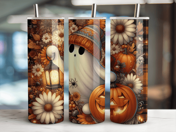 Ghostly Greetings Halloween Tumbler Wrap