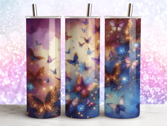 Glitter Butterflies Tumbler Wrap 20oz