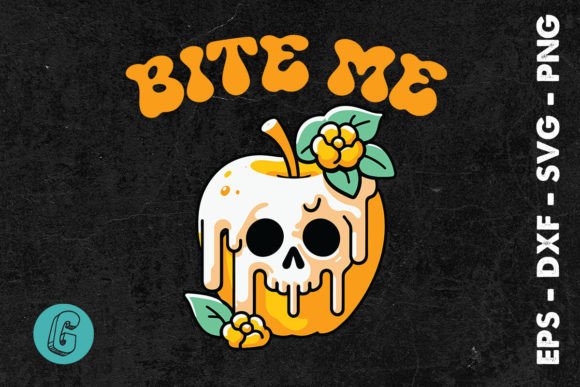 Halloween Bite Me Apple Skull SVG