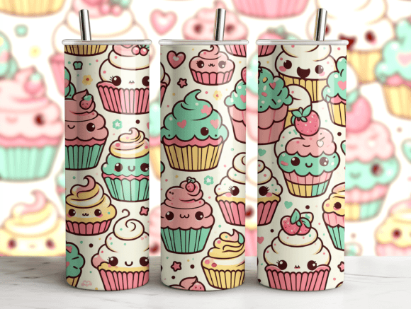 Kawaii Food Pattern 20oz Tumbler Wrap