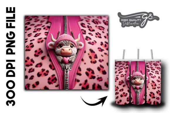 Leopard Highland Cow Tumbler Wrap 30