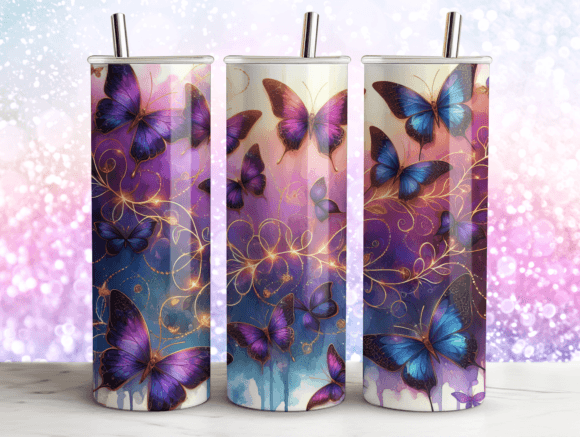 Shimmering Butterflies Glitter Tumbler