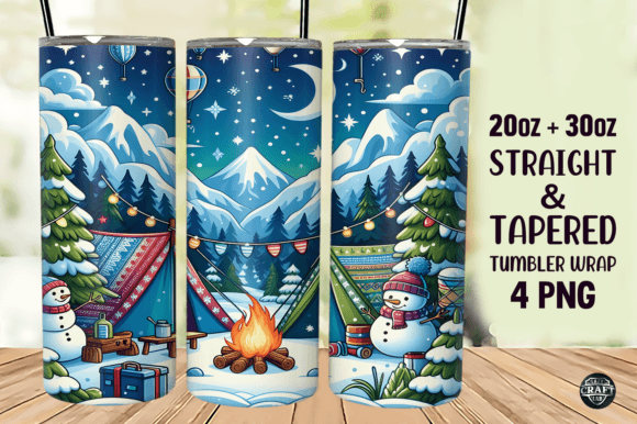 Snow Camping Tumbler Wrap 20oz Skinny