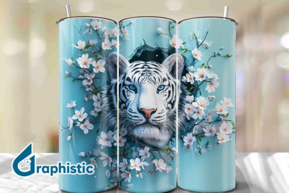 Tiger Floral Break Through Tumbler PNG33