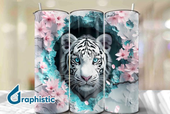 Tiger Floral Break Through Tumbler PNG37