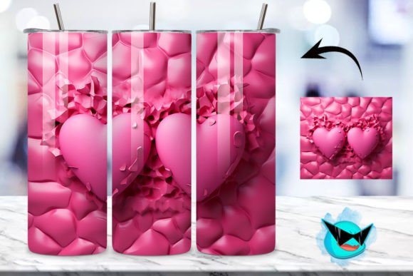 Valentine Hearts Pattern Tumbler Wrap 05