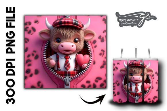 Valentine Highland Cow Tumbler Wrap 32