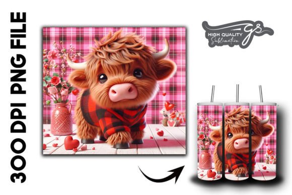 Valentine Highland Cow Tumbler Wrap 35