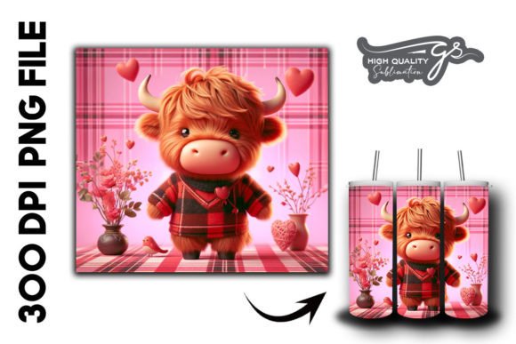 Valentine Highland Cow Tumbler Wrap 39
