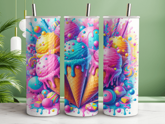 Vibrant Ice Cream Tumbler Wrap Design