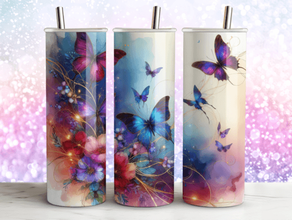 Whimsical Butterflies Agate Tumbler
